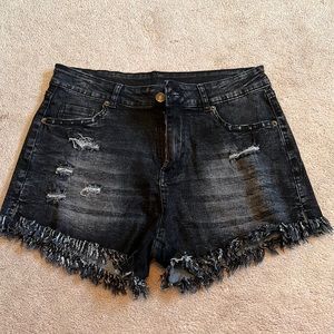 Black jean shorts